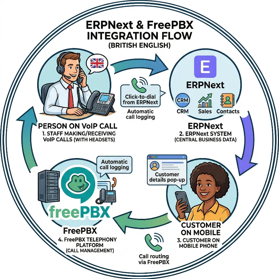 ERPNext 16 and FreePBX 17 integration