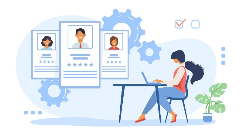 Employee management software — HR professional managing employee records