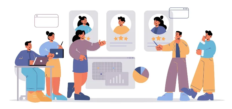 Hiring management software — recruitment team reviewing applicants
